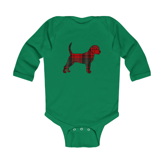 Unleashed Life Holiday Flannel Little Dog Infant Long Sleeve Bodysuit