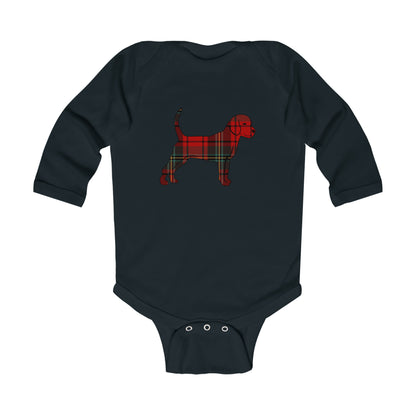 Unleashed Life Holiday Flannel Little Dog Infant Long Sleeve Bodysuit