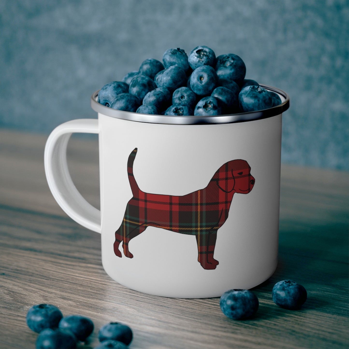 Unleashed Life Holiday Flannel Little Dog Enamel Camping Mug