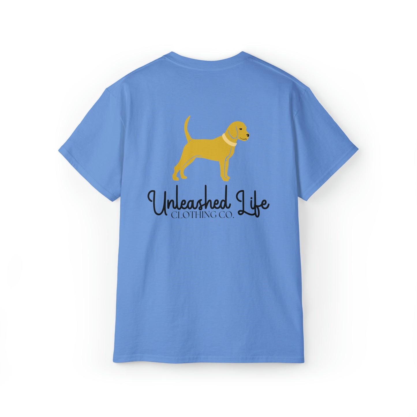 Unleashed Life Little Yellow Dog Cotton Tee with Script