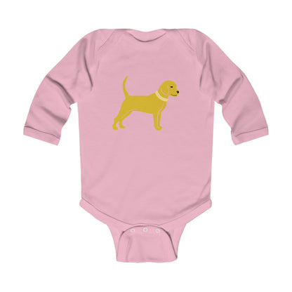 Unleashed Life Little Yellow Dog Infant Long Sleeve Bodysuit