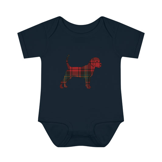 Unleashed Life Holiday Flannel Little Dog Infant Baby Rib Bodysuit