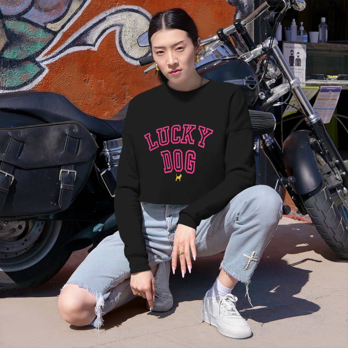 Unleashed Life Lucky Dog Women's Cropped Sweatshirt