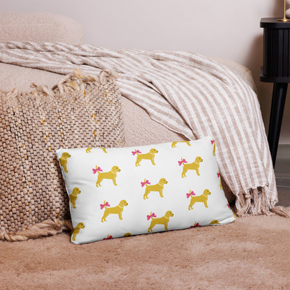 Unleashed Life Little Yellow Dog with Bow Basic Pillow