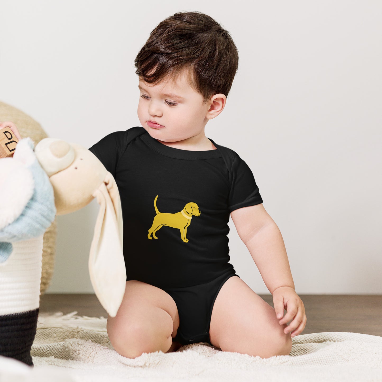 Unleashed Life Little Yellow Dog Baby Short Sleeve Onesie