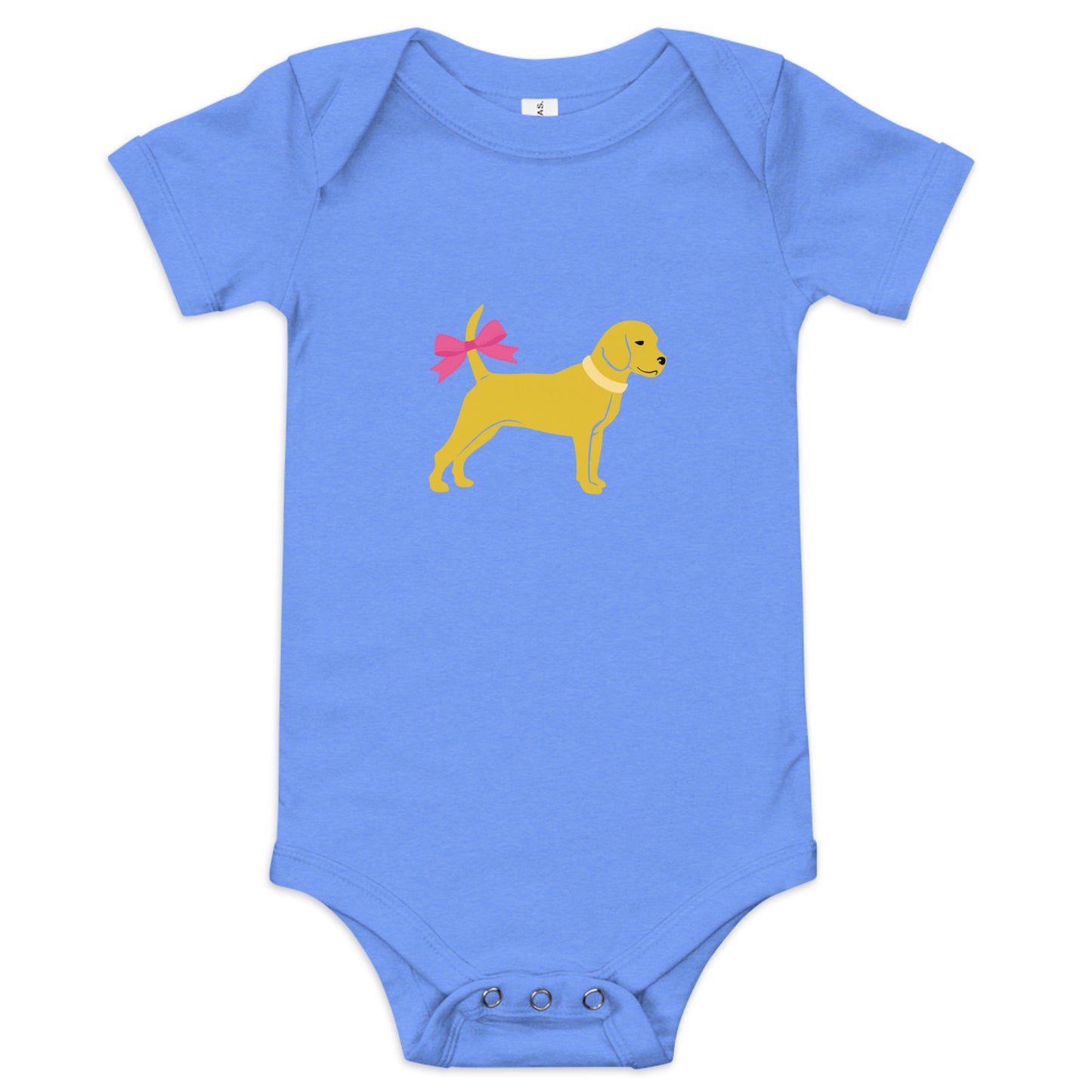 Unleashed Life Little Yellow Dog with Bow Baby Short Sleeve Onesie