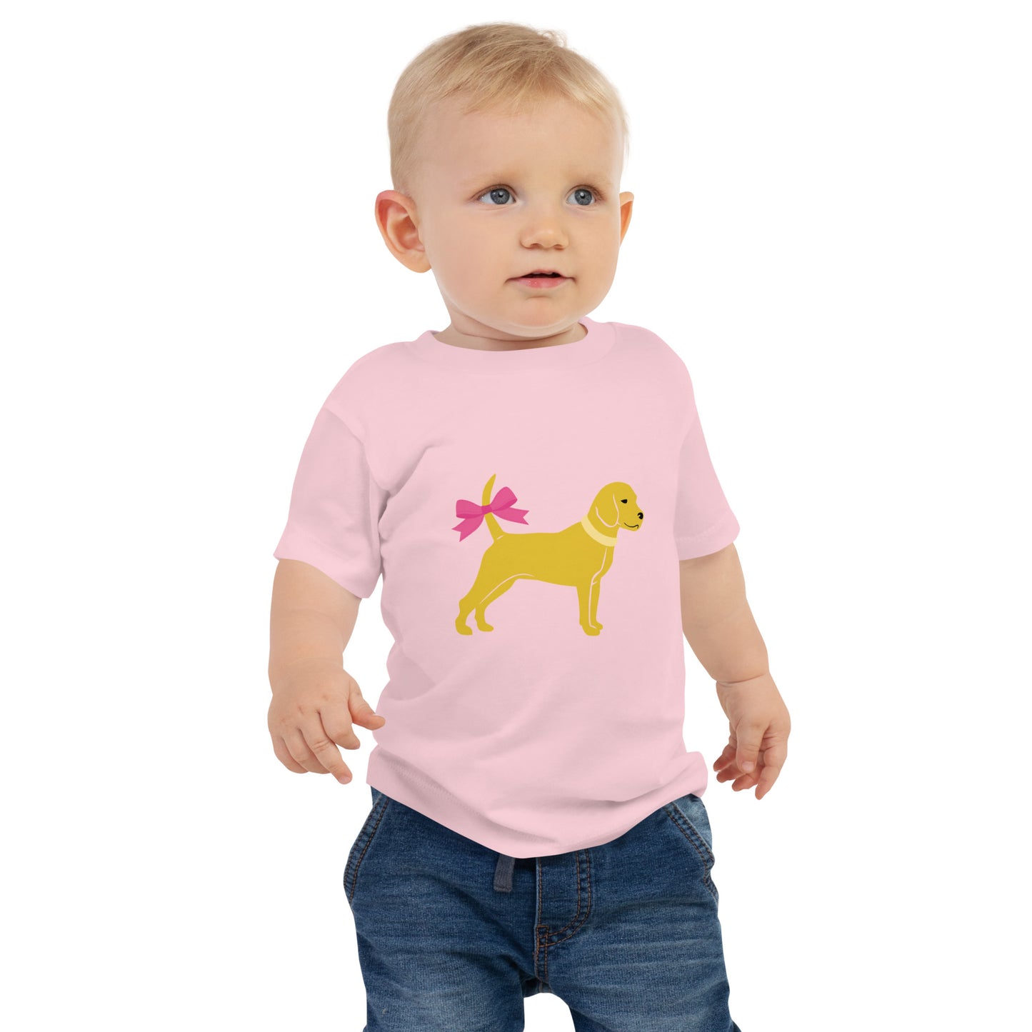 Unleashed Life Little Yellow Dog with Bowe Baby Jersey Short Sleeve Tee