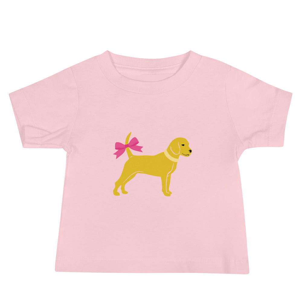 Unleashed Life Little Yellow Dog with Bowe Baby Jersey Short Sleeve Tee