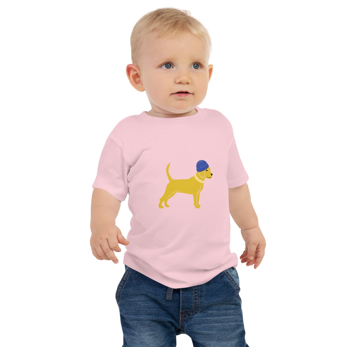 Unleashed Life Little Yellow Dog with Hat Baby Jersey Short Sleeve Tee