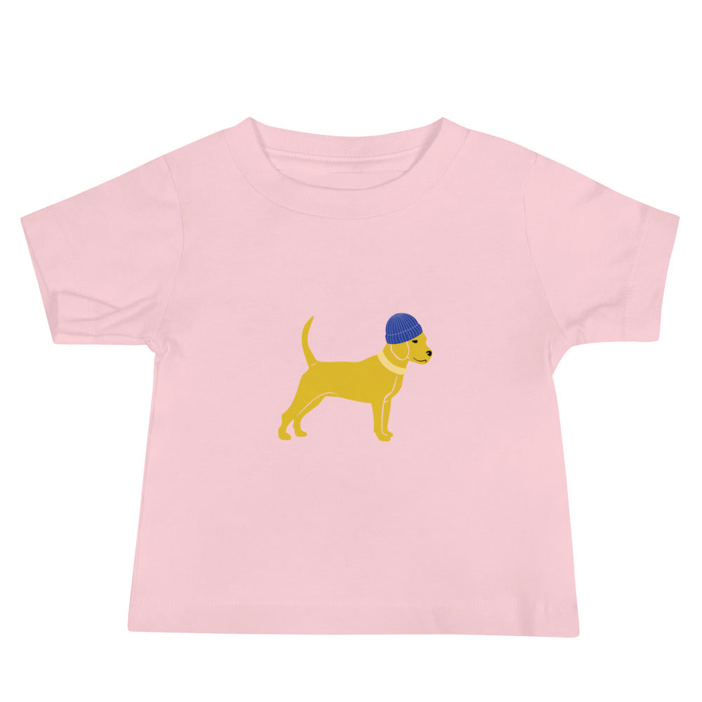 Unleashed Life Little Yellow Dog with Hat Baby Jersey Short Sleeve Tee
