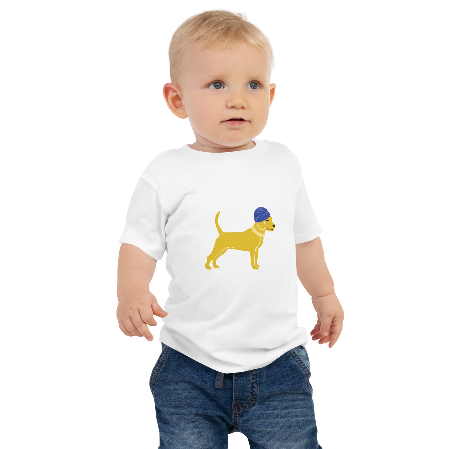 Unleashed Life Little Yellow Dog with Hat Baby Jersey Short Sleeve Tee