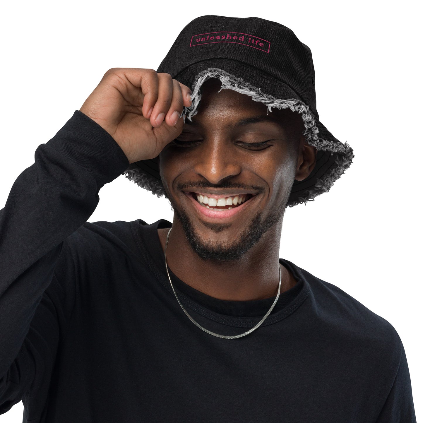 Unleashed Life Distressed denim bucket hat
