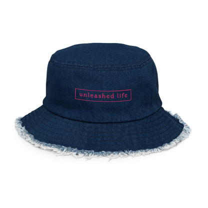 Unleashed Life Distressed denim bucket hat