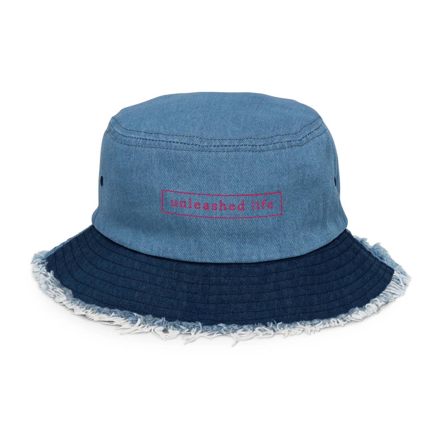 Unleashed Life Distressed denim bucket hat