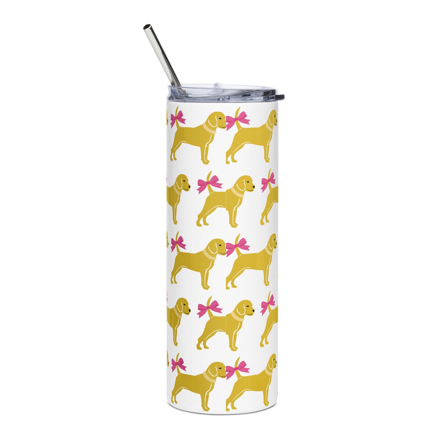Unleashed Life Stainless steel dog with bow tumbler