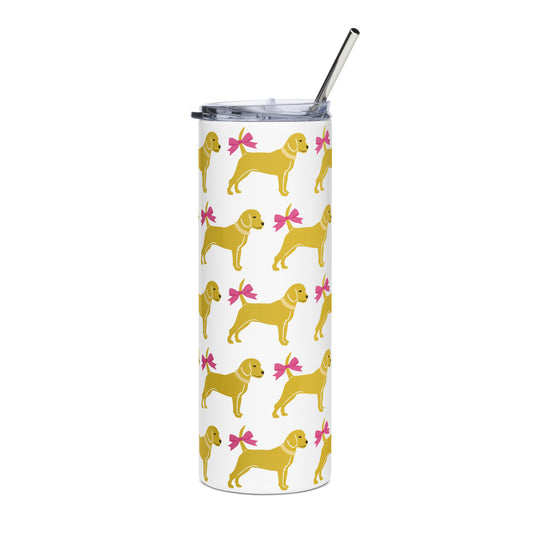 Unleashed Life Stainless steel dog with bow tumbler