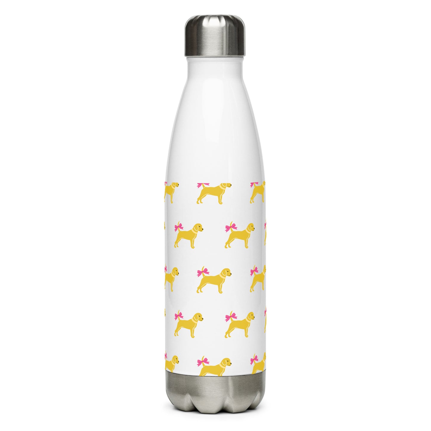 Unleashed Life Stainless steel dog with bow water bottle