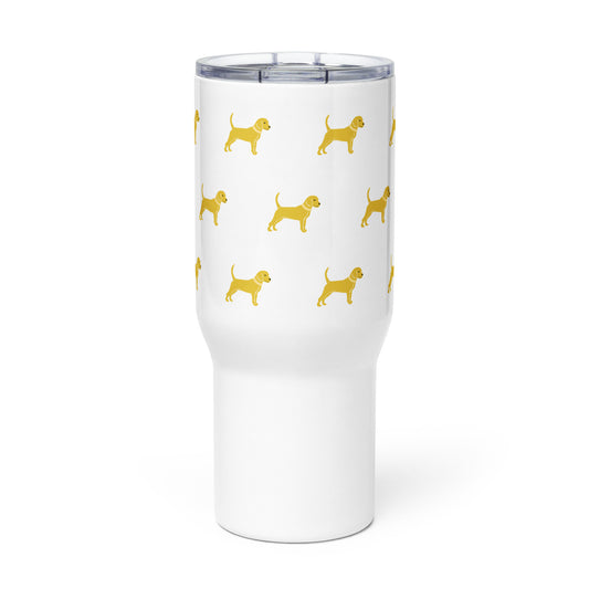 Unleashed Life Little Yellow Dog Travel mug with a handle