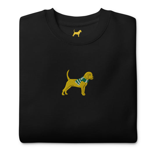 Unleashed Life Yellow Dog with scarf embroidered crewneck