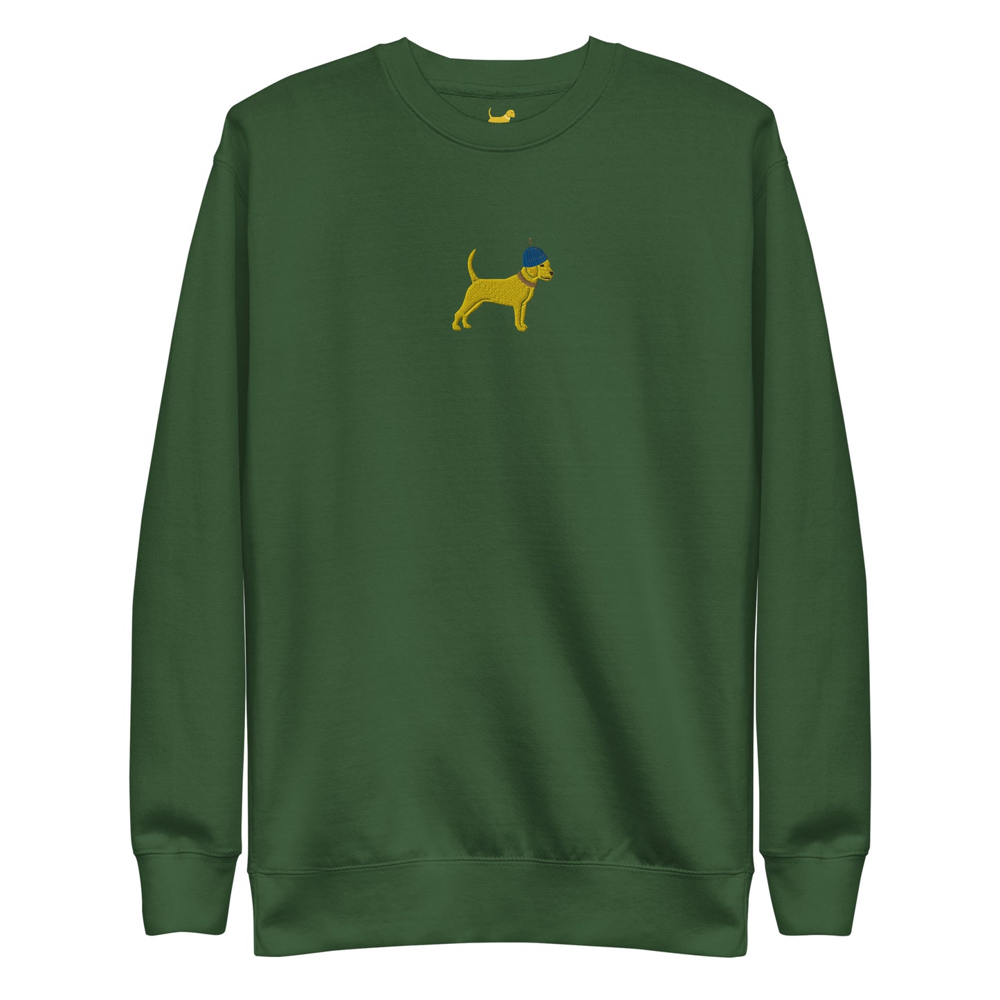 Unleashed Life Yellow Dog Beanie Embroidered Crewneck