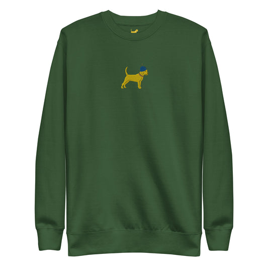 Unleashed Life Yellow Dog Beanie Embroidered Crewneck