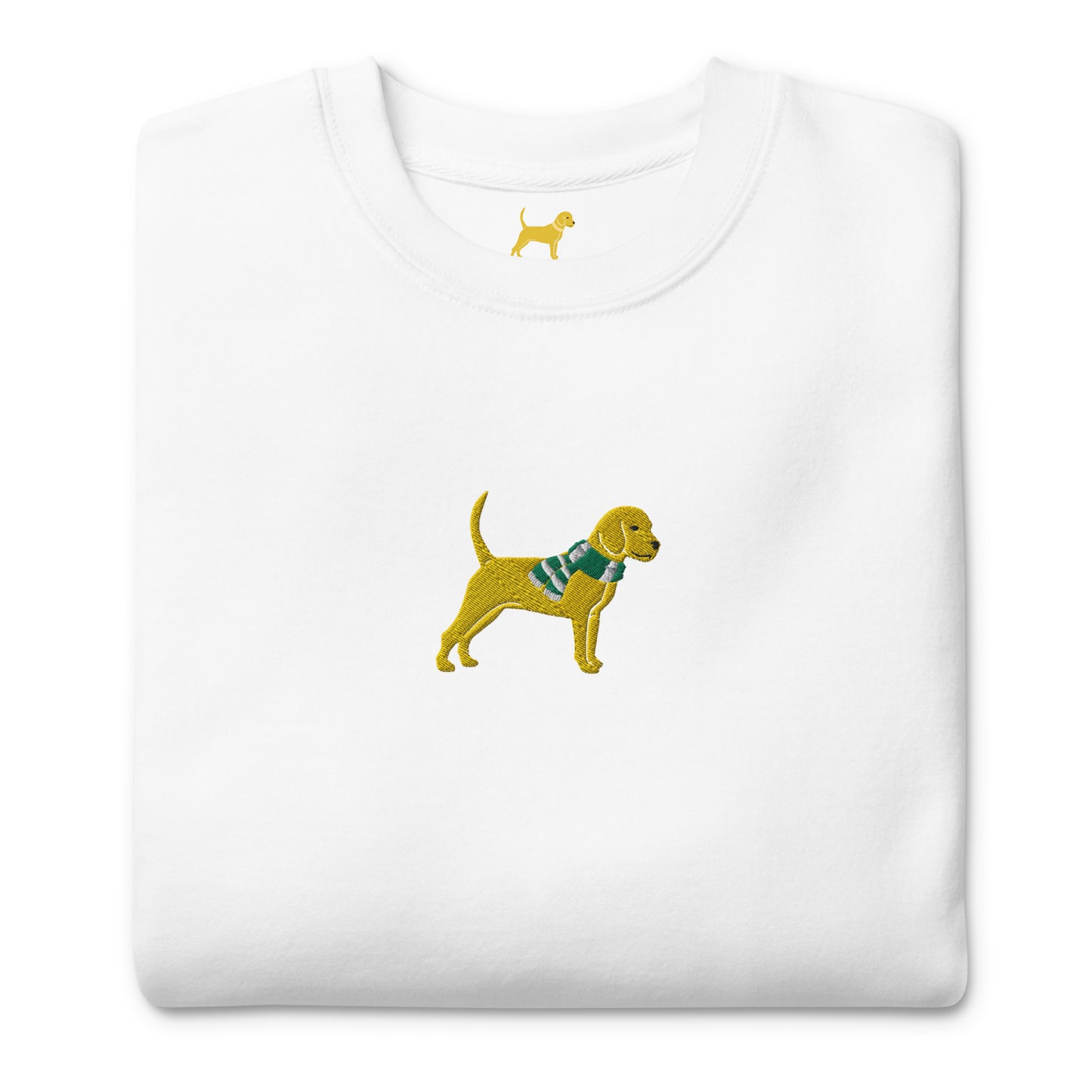 Unleashed Life Yellow Dog with scarf embroidered crewneck