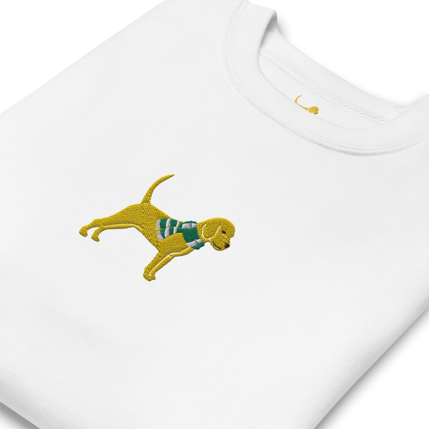 Unleashed Life Yellow Dog with scarf embroidered crewneck