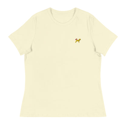 Unleashed Life Little Yellow Dog with Bow Women's Relaxed T-Shirt