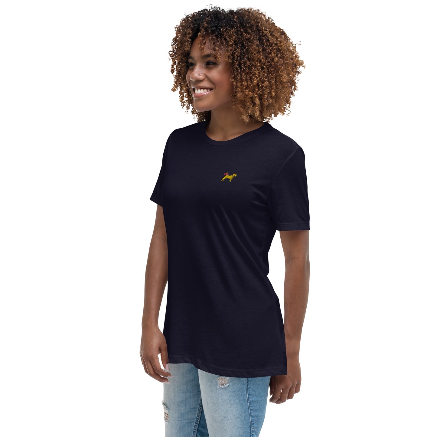 Unleashed Life Little Yellow Dog with Bow Women's Relaxed T-Shirt