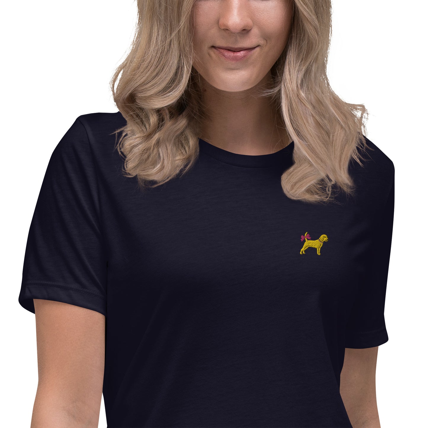 Unleashed Life Little Yellow Dog with Bow Women's Relaxed T-Shirt