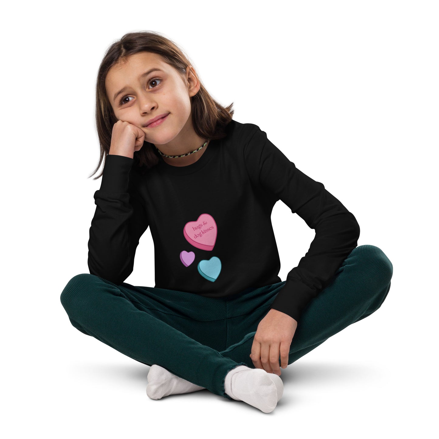 Unleashed Life Hugs and Dog Kisses Youth long sleeve tee