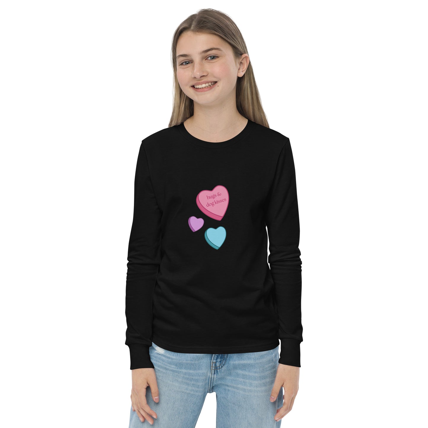 Unleashed Life Hugs and Dog Kisses Youth long sleeve tee