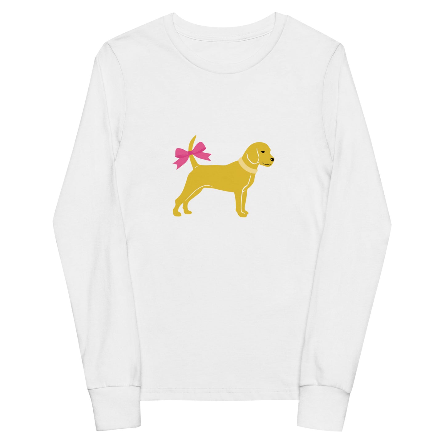 Unleashed Life Little Yellow Dog with Bow Youth long sleeve tee