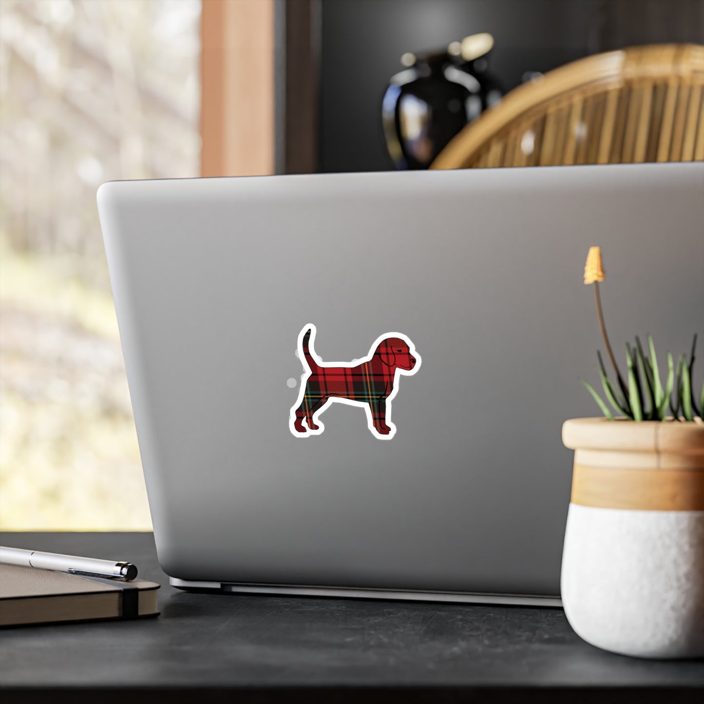 Holiday flannel Little Dog Vinyl Stickers