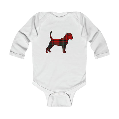 Holiday Flannel Little Dog Infant Long Sleeve Bodysuit