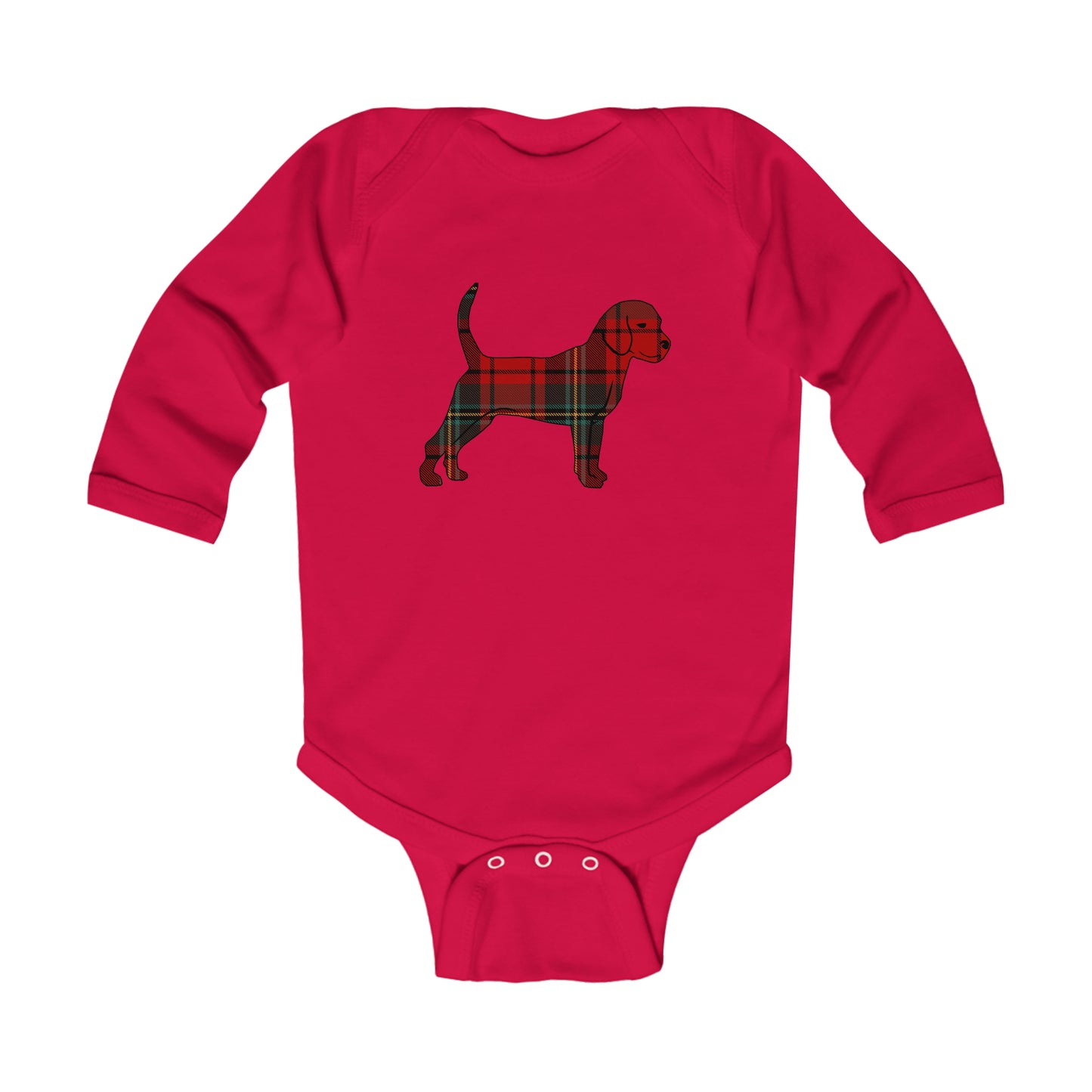 Holiday Flannel Little Dog Infant Long Sleeve Bodysuit