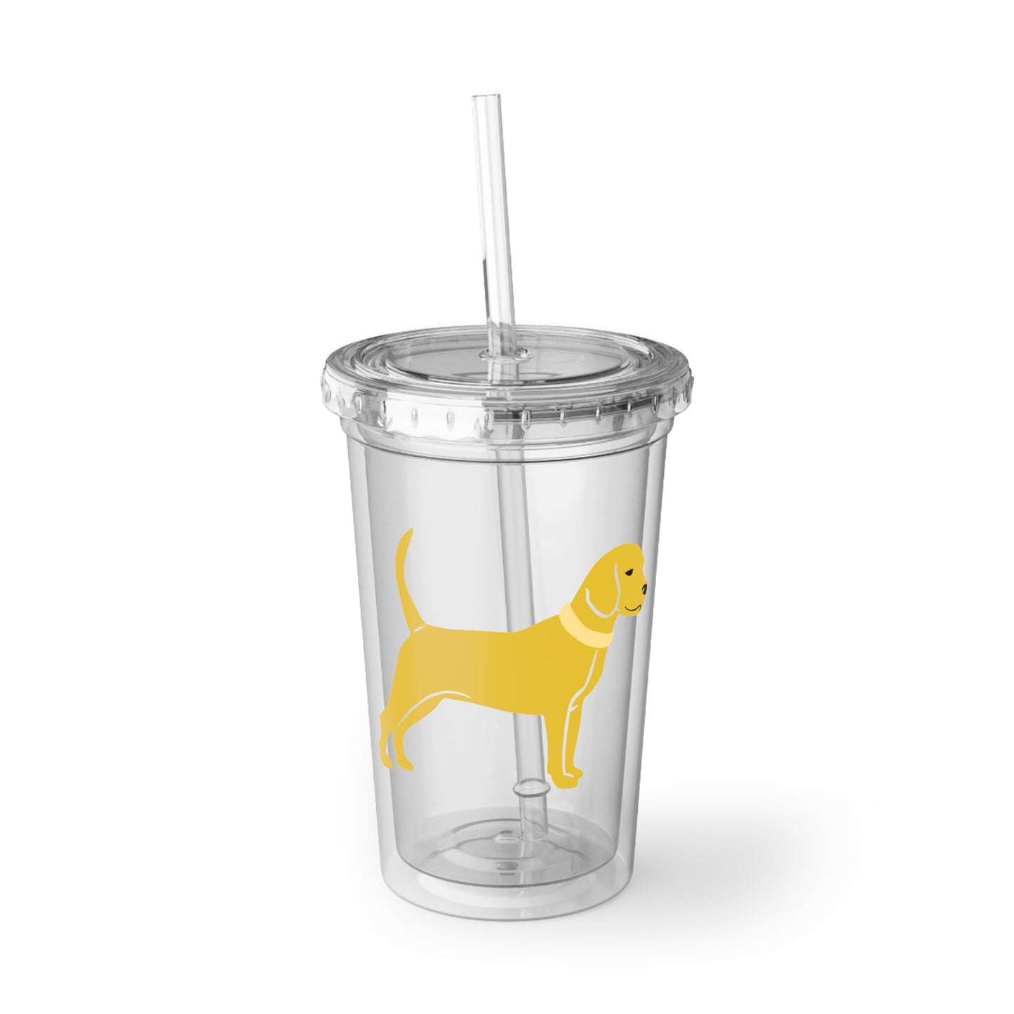 Little Yellow Dog Acrylic Cup with Straw