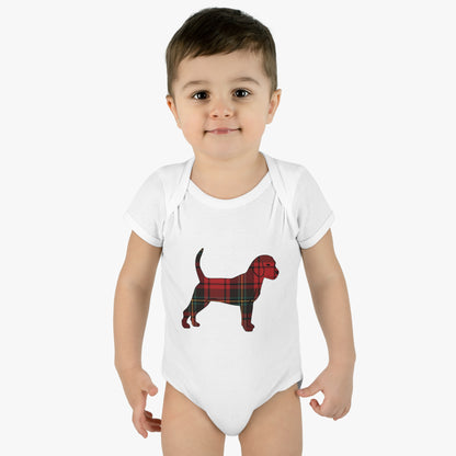 Holiday Flannel Little Dog Infant Baby Rib Bodysuit