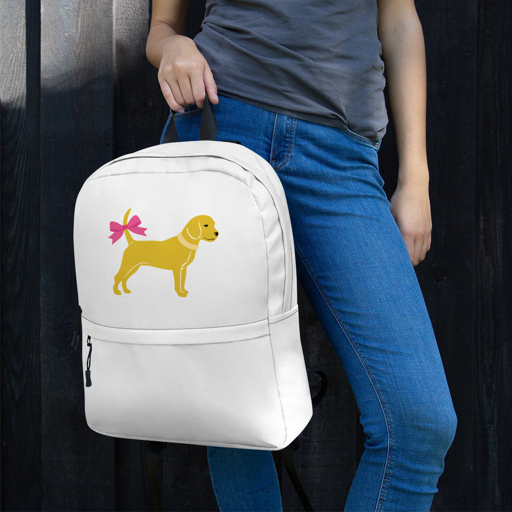 Little Yellow Dog with Bow Backpack