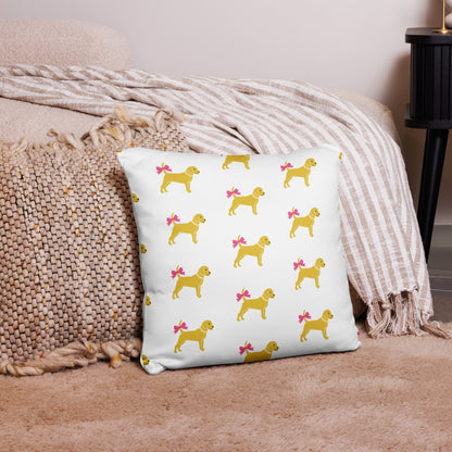 Unleashed Life Little Yellow Dog with Bow Basic Pillow