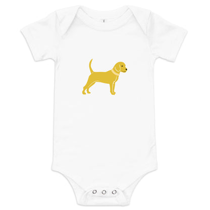 Little Yellow Dog Baby Short Sleeve Onesie