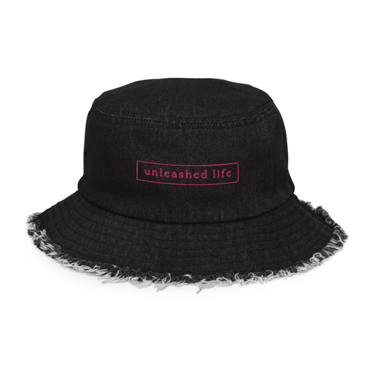 Unleashed Life Distressed denim bucket hat