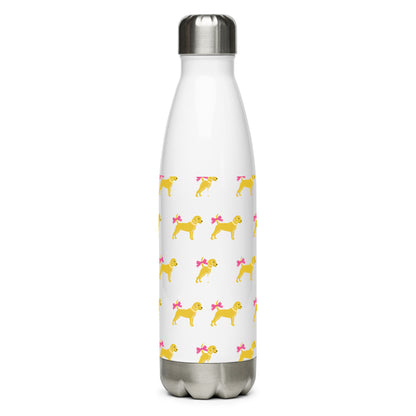 Stainless steel dog with bow water bottle