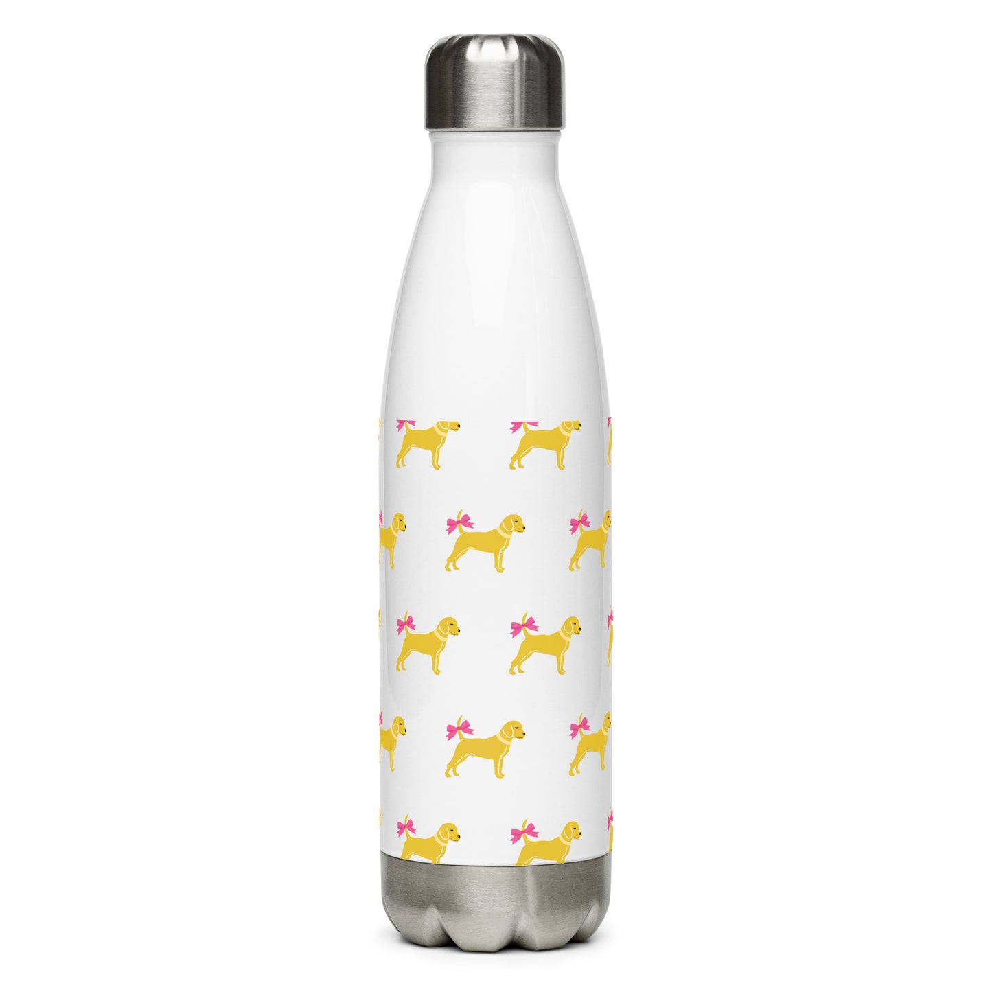 Unleashed Life Stainless steel dog with bow water bottle