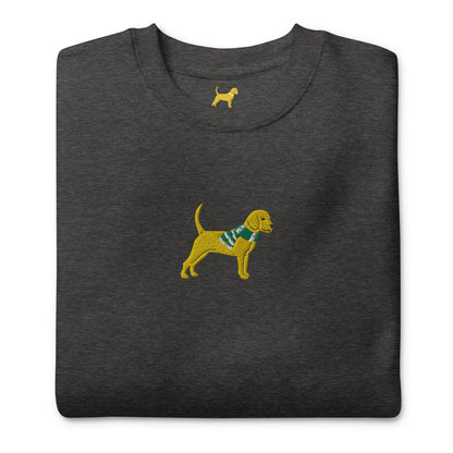 Yellow Dog with scarf embroidered crewneck