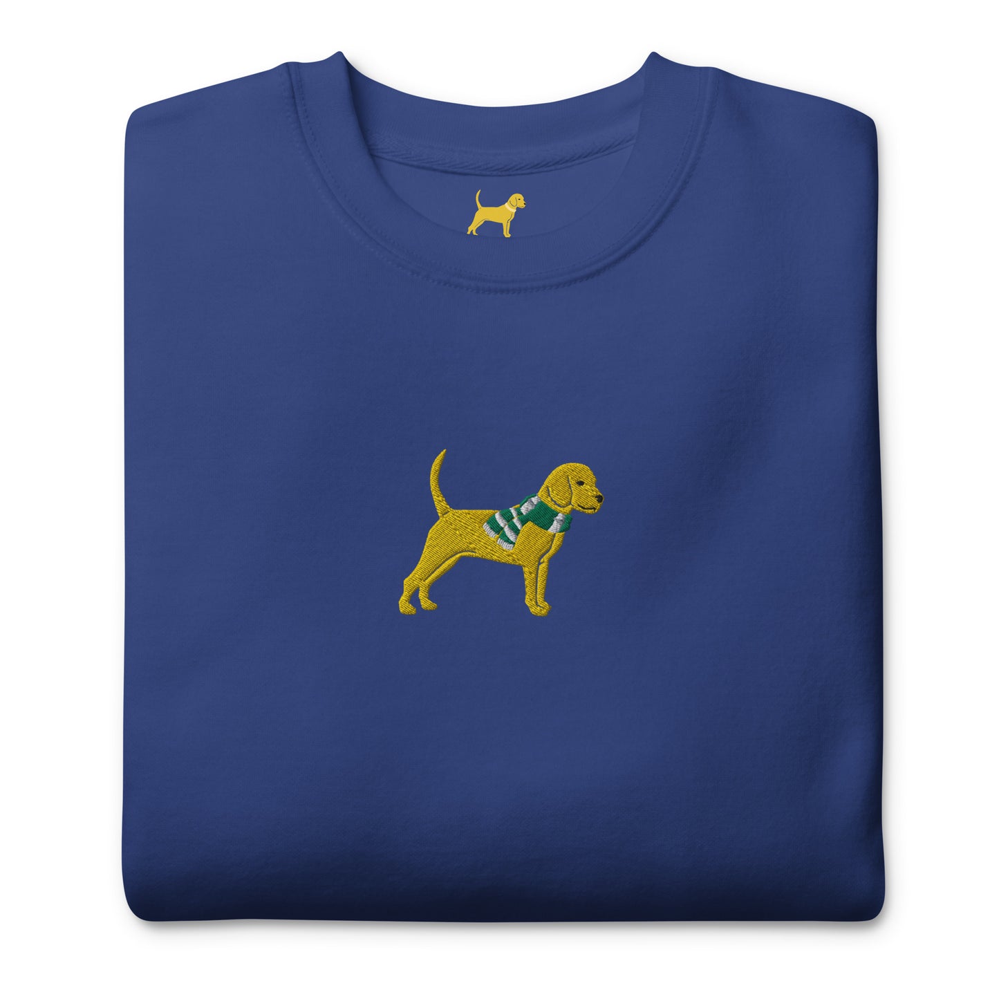 Yellow Dog with scarf embroidered crewneck