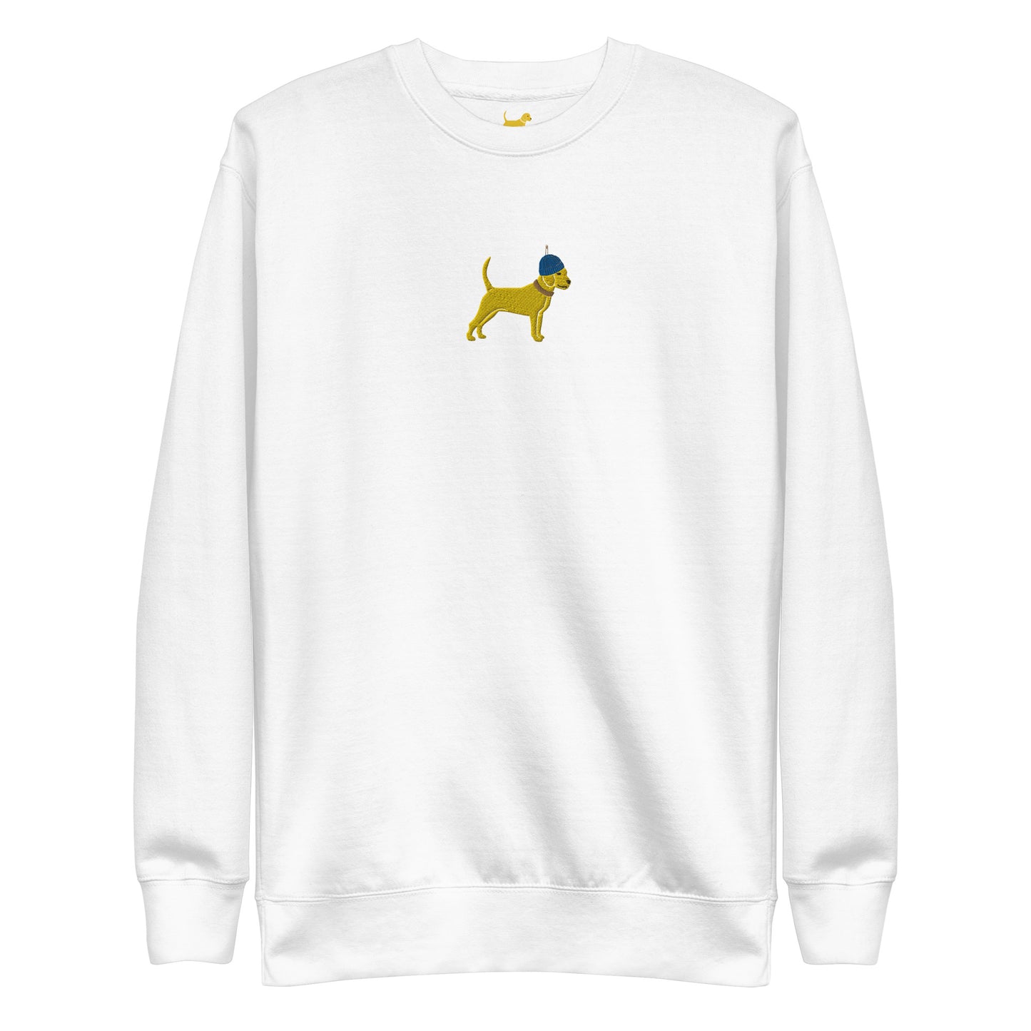 Yellow Dog Beanie Embroidered Crewneck