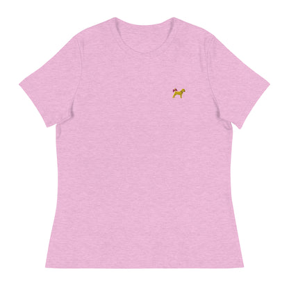 Little Yellow Dog with Bow Women's Relaxed T-Shirt