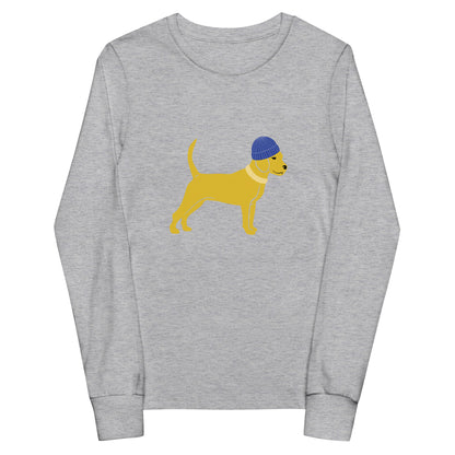 Little Yellow Dog with Hat Youth long sleeve tee